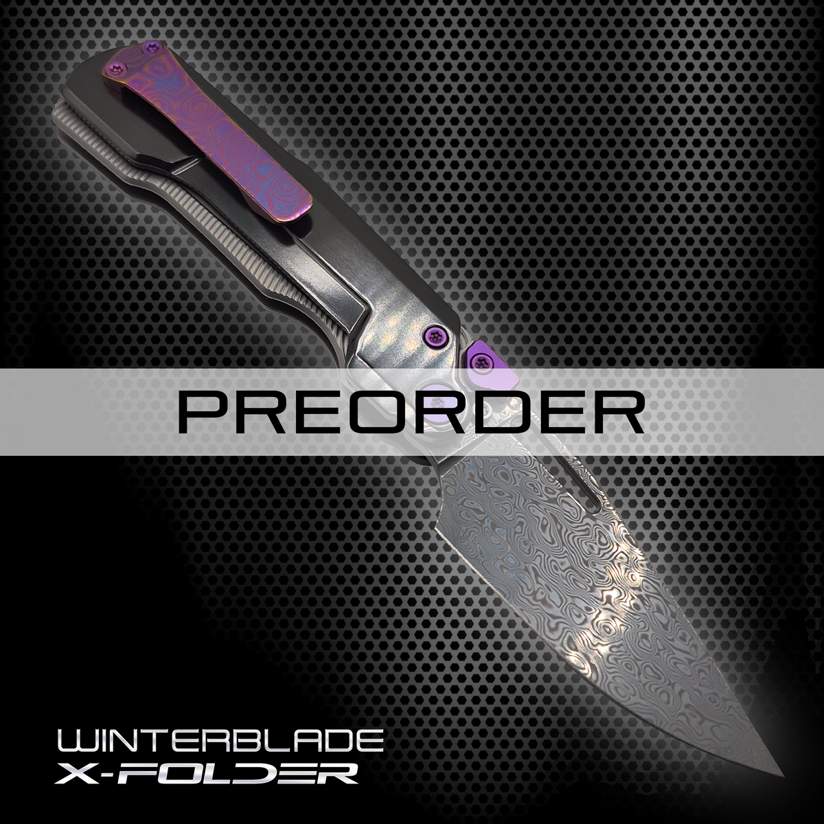 PREORDER) X-FOLDER: POLISHED ZIRCONIUM HANDLE + DAMASCUS BLADE +